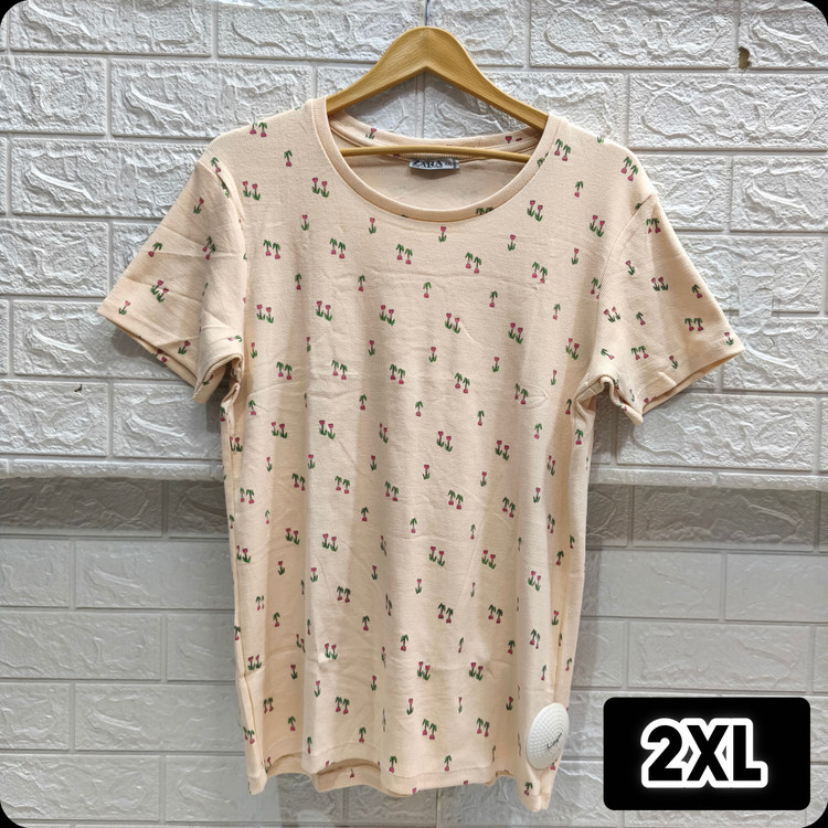 تیشرت کبریتی زنانه برند Zara مدل یقه گرد